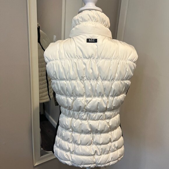 NWT Marc New York White with Black Faux leather paneled Zip Vest, Size Small - Picture 6 of 12